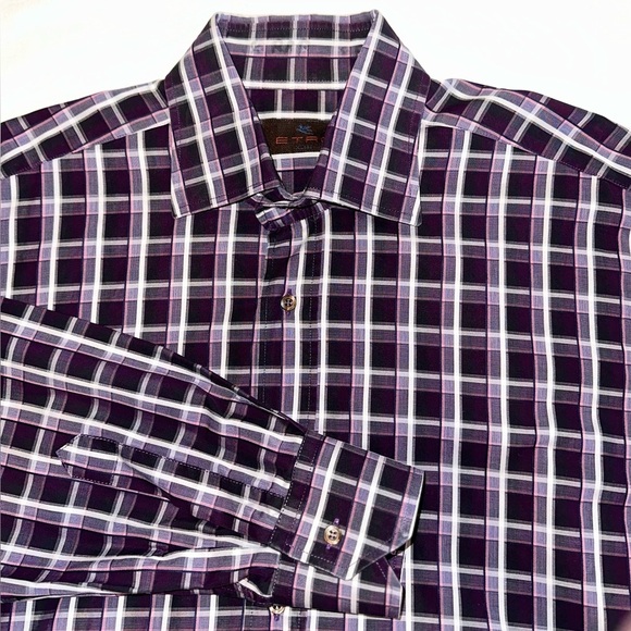 Etro Other - ETRO Milano Shirt Mens 100% Cotton Made in Italy Purple Plaid Button Up Size L